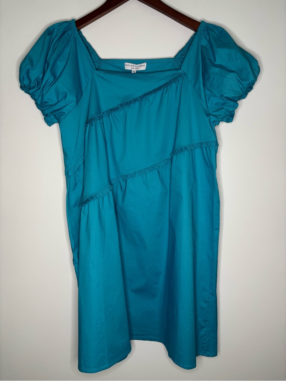 Taylor Tillman New York Aqua Blue Ruffle Mini Dress XS